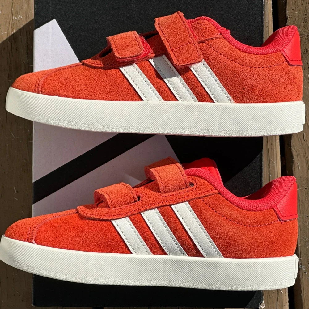 Adidas VL Court 3.0 Kids Youth Casual Sneakers 8C 10C Red White Gum Youth GS NEW